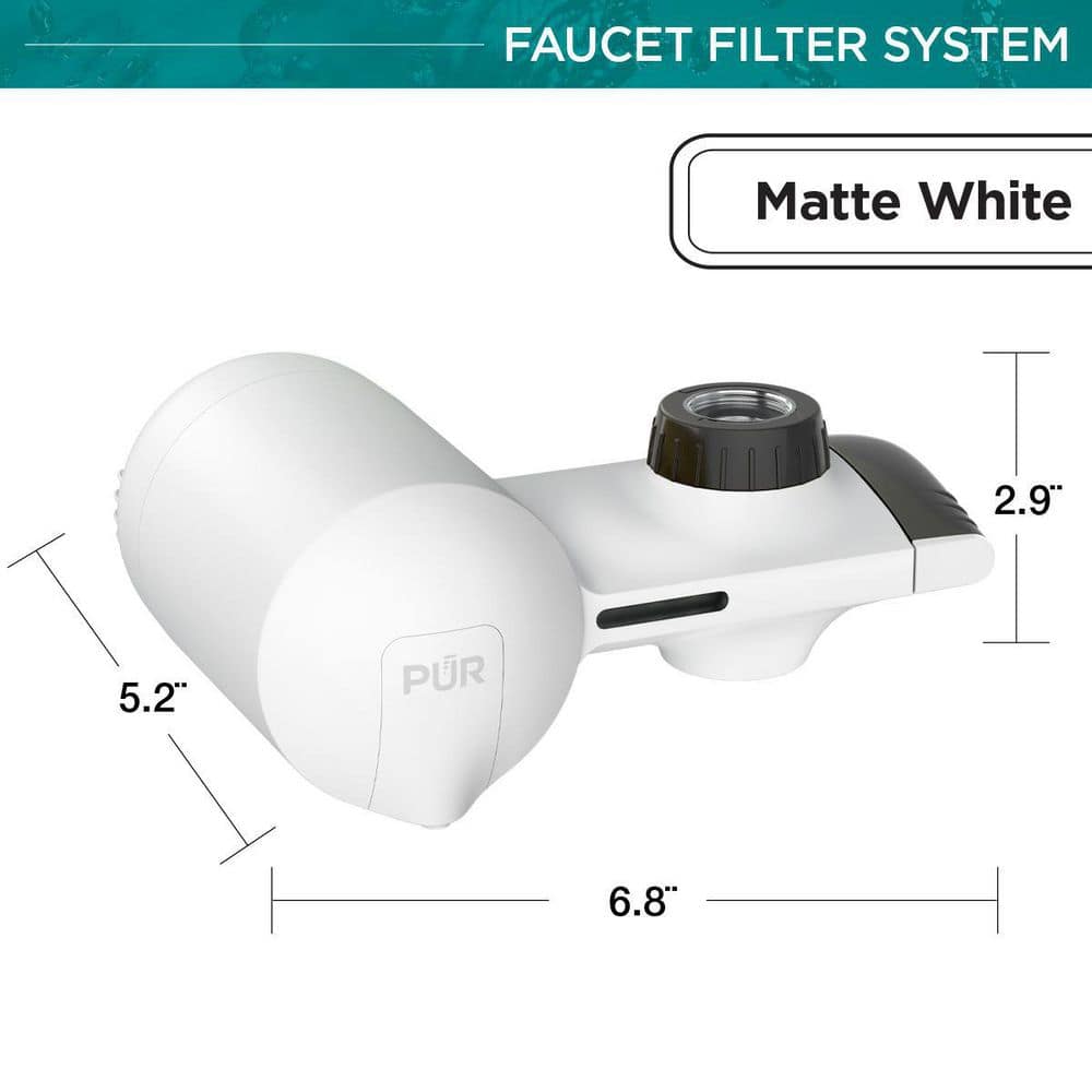 PUR Plus Horizontal Faucet Mount Water Filtration System in Matte White (2)