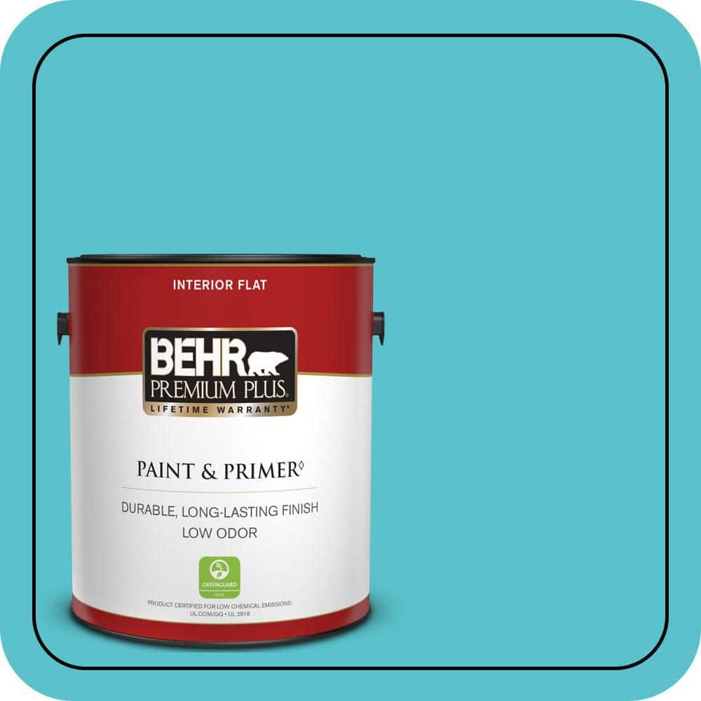 BEHR PREMIUM PLUS 1 gal. #510B-5 Jamaican Sea Flat Low Odor Interior Paint & Primer