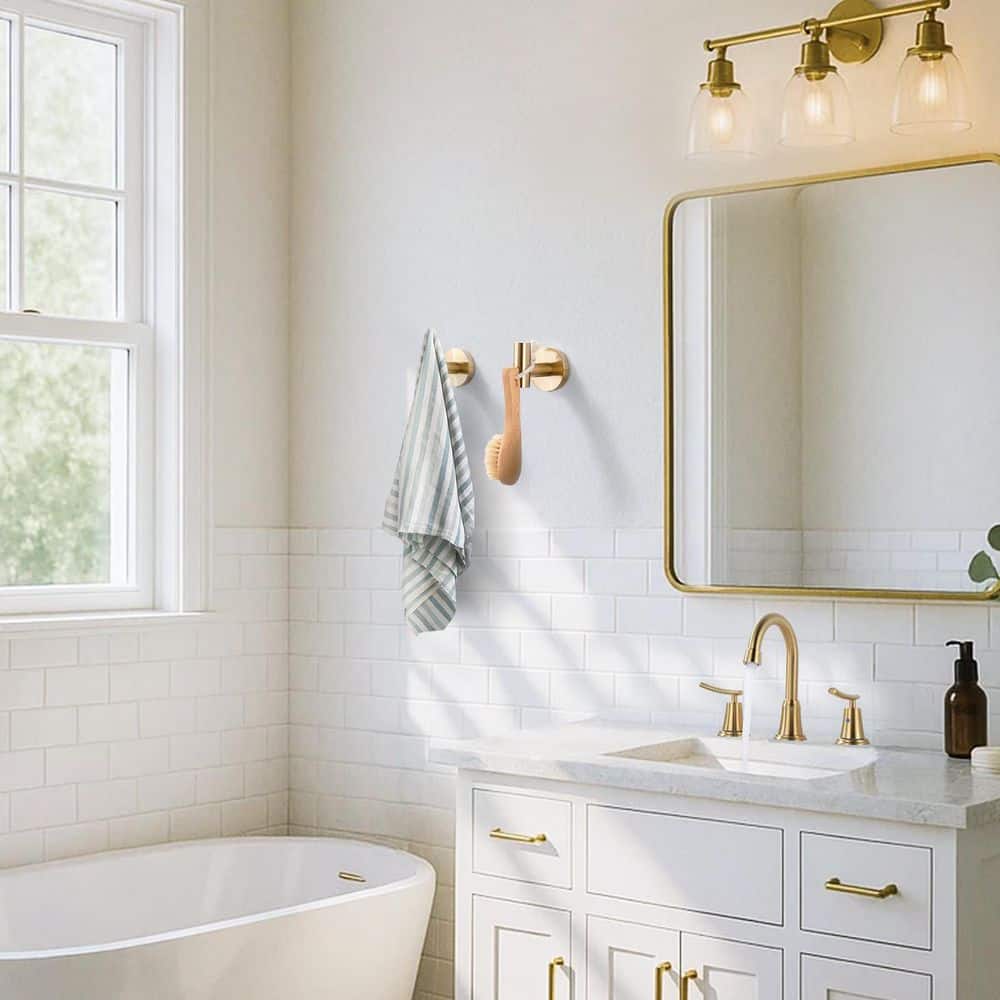 WOWOW Stainless Steel J-Hook Robe/Towel Hook in Gold 2-Pack (2)