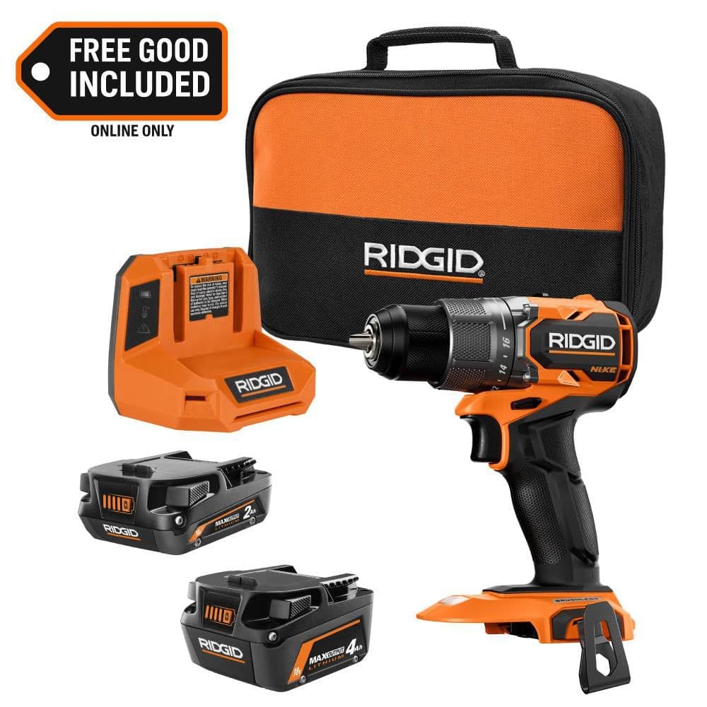 RIDGID 18V NUKE SubCompact Brushless Cordless 1/2 in. Drill/Driver Kit with 2.0 Ah MAX with FREE 4.0 Ah MAX Lithium-Ion Battery