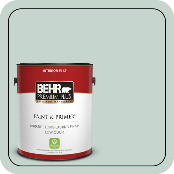 BEHR PREMIUM PLUS 1 gal. #N430-2 Natures Reflection Flat Low Odor Interior Paint & Primer (2)