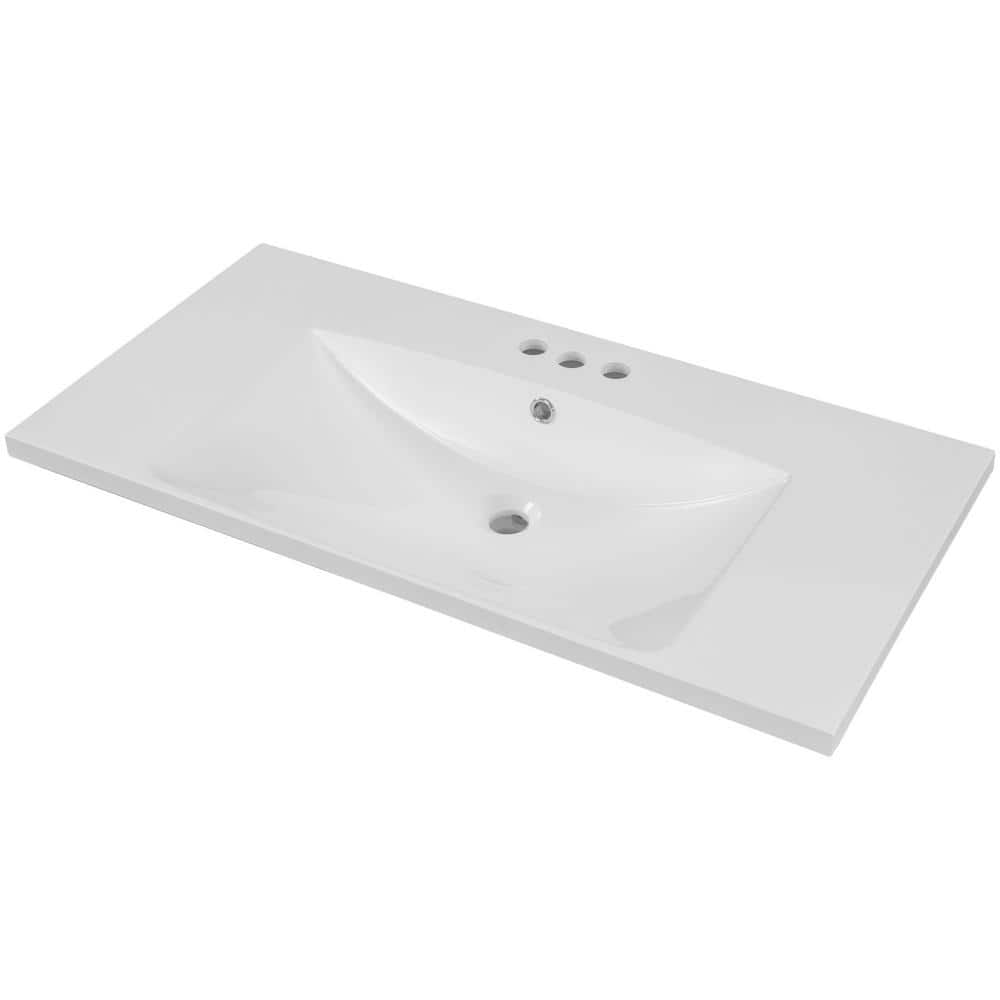 Adrinfly 36 in . Undermount Rectangular Ceramic Vanity Single Bathroom Top with 3-Faucet Holes in White (1)