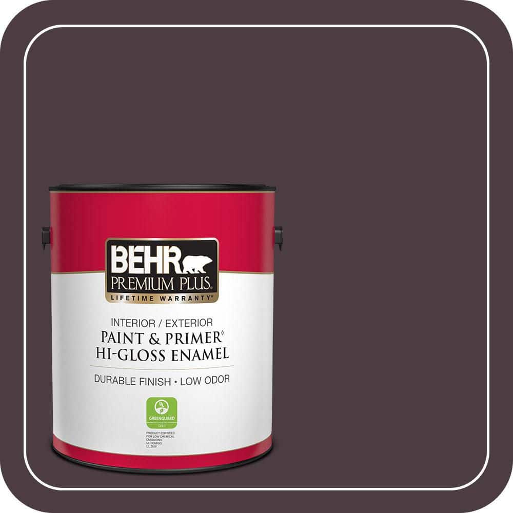 BEHR PREMIUM PLUS 1 gal. #T18-04 Nocturne Shade Hi-Gloss Enamel Interior/Exterior Paint & Primer