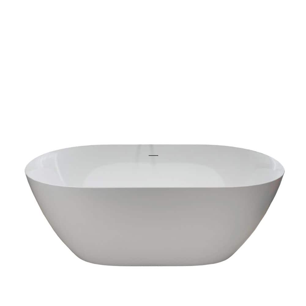 Unbranded 51 in. x 27.5 in. Acrylic Freestanding Soaking Bathtub Flat Bottom Stand Alone Tub A25 Free Standing Tub