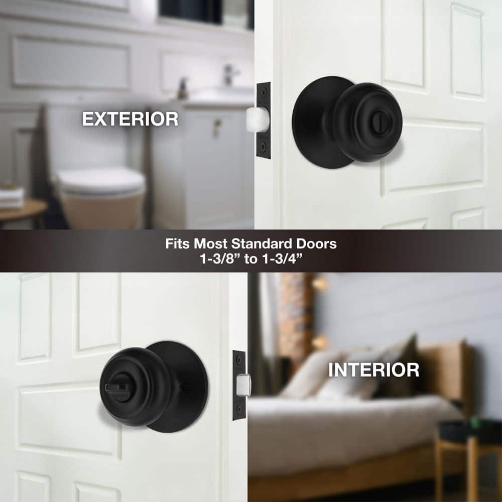 Defiant Hartford Matte Black Bed/Bath Door Knob (4)