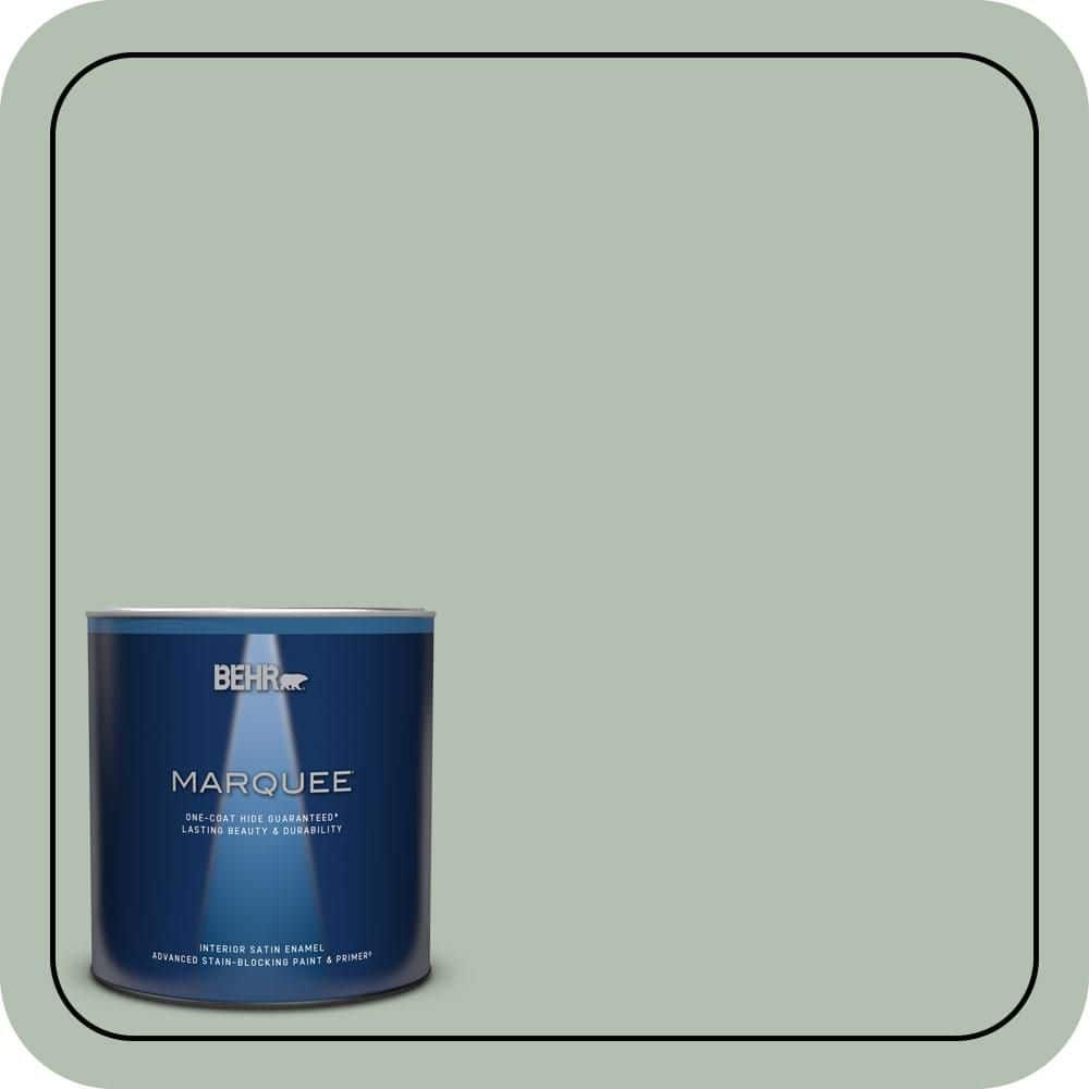 BEHR MARQUEE 1 qt. #N400-3 Flagstaff Green One-Coat Hide Satin Enamel Interior Paint & Primer