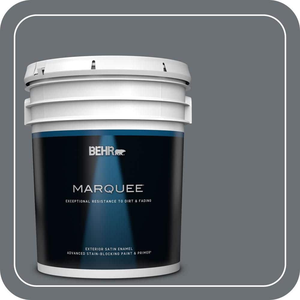 BEHR MARQUEE 5 gal. #QE-61 Rich Pewter Satin Enamel Exterior Paint & Primer