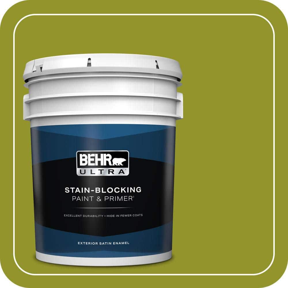 BEHR ULTRA 5 gal. #P350-7 Lazy Lizard Satin Enamel Exterior Paint & Primer