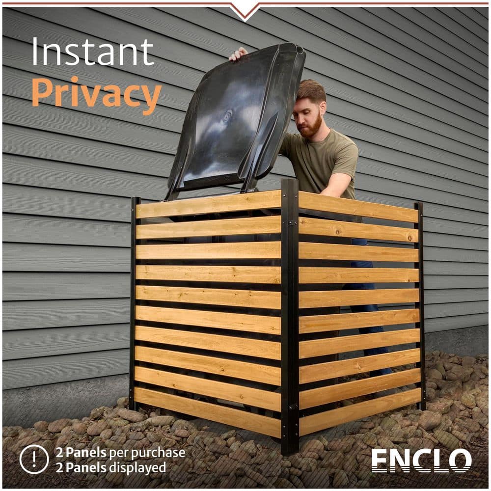 Enclo Privacy Screens Charleston 3.5 ft. x 3.2 ft. Cedar Decorative Wood Slat Screen Panel (3)