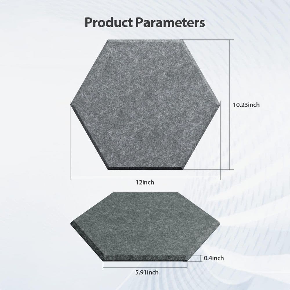xinyoec Hexagon Moonlight Grey Acoustic Panels Sound Proof Foam, High Density Sound Absorbing Wall Panels for Home (12-Pack) (2)