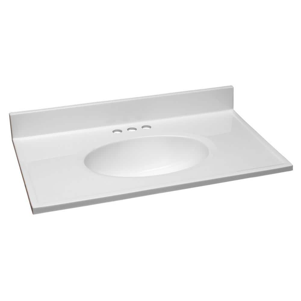 Design House 37 in. W 19 in. D Cultured Marble Vanity Top with Basin with 4 in. Faucet Spread