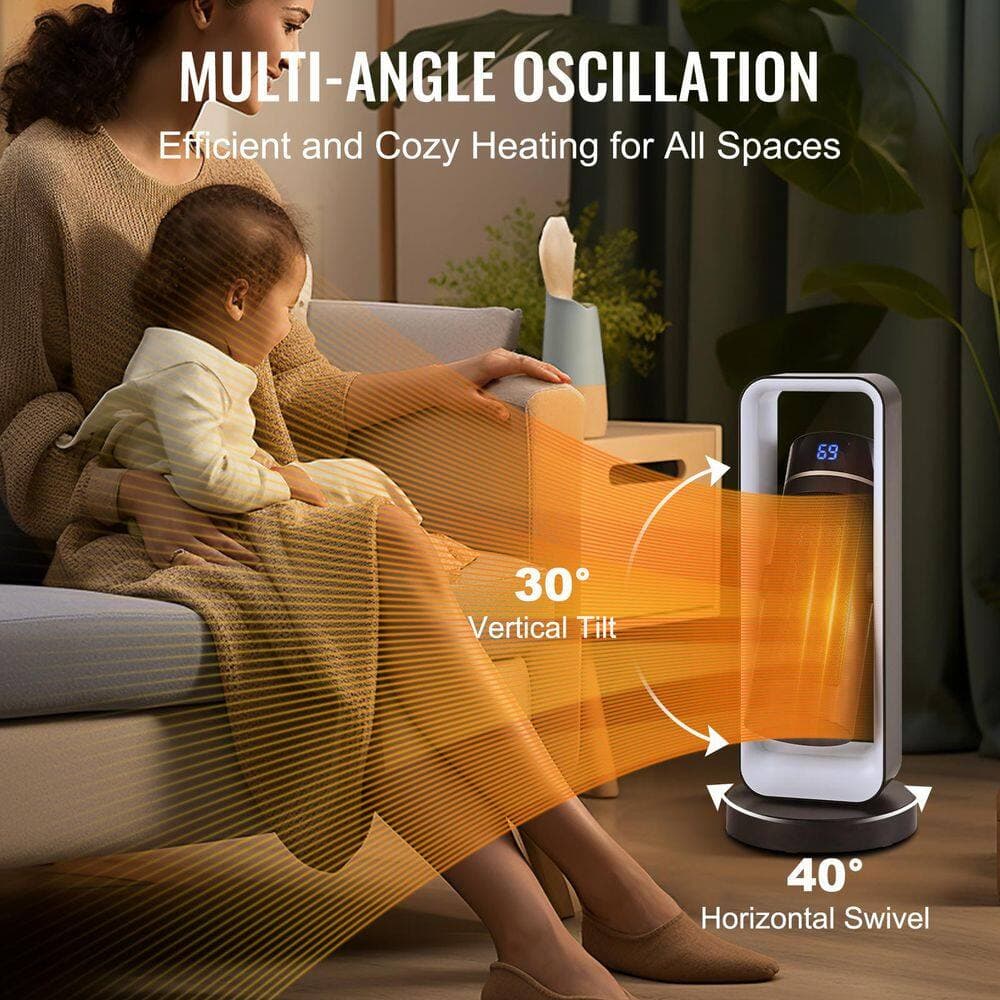 SVOPES Electric Space Heater with Thermostat Remote Control, 20 in Small Heaters, 1000W/1500W Forced Air Ceramic Silent heater (3)