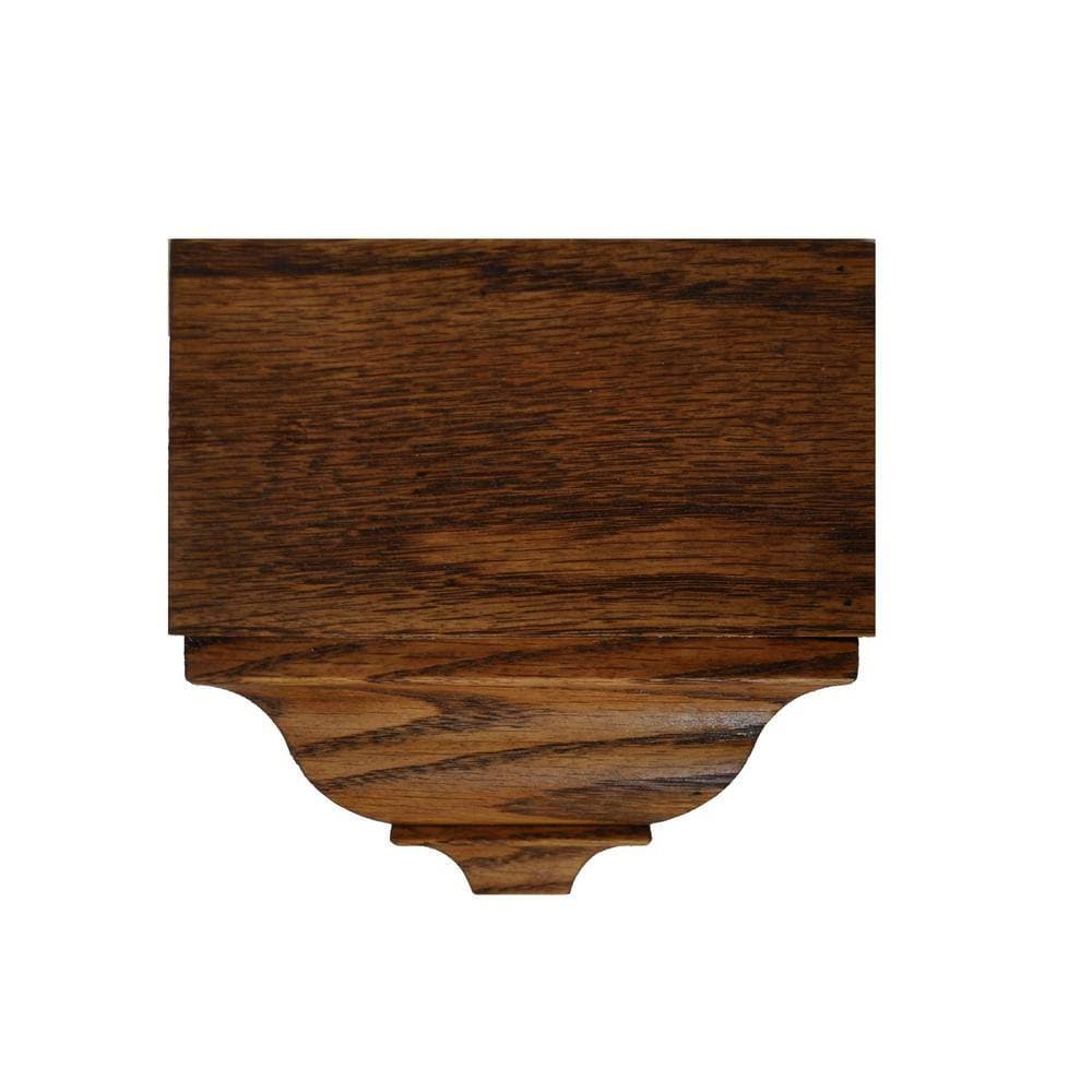 HOUSE OF FARA 4-3/8 in. D x 4-1/4 in. W x 4-1/4 in. L Oak Wood Stained English Chestnut OS Crown Corner Block (2)