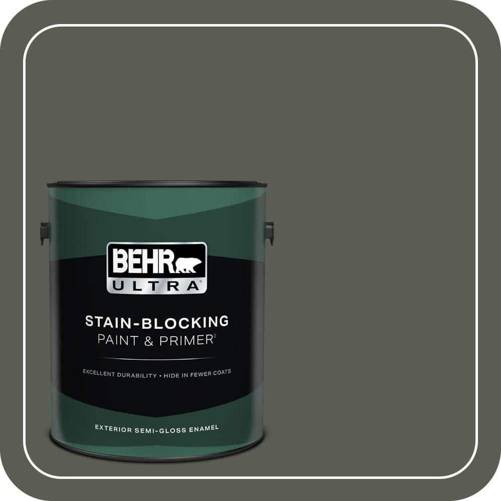BEHR ULTRA 1 gal. #N380-7 Black Bamboo Semi-Gloss Enamel Exterior Paint & Primer