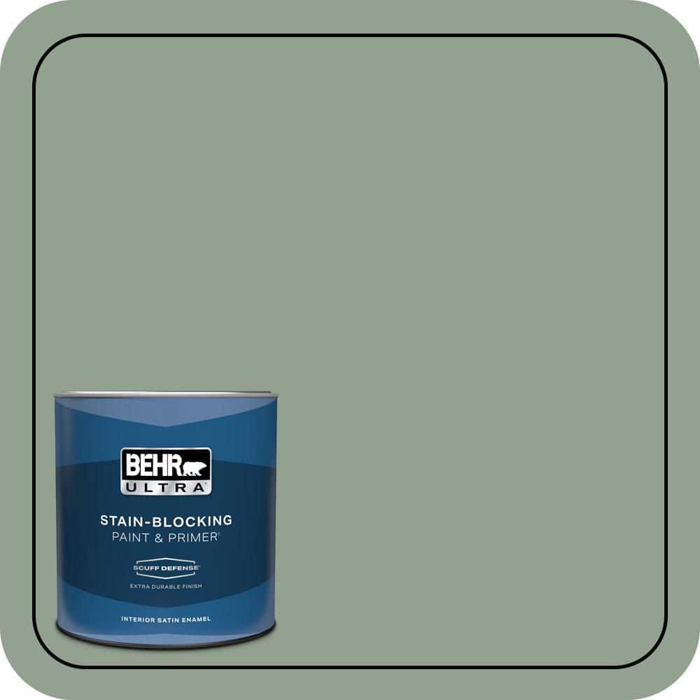 BEHR ULTRA 1 qt. #N400-4 Forest Path Extra Durable Satin Enamel Interior Paint & Primer