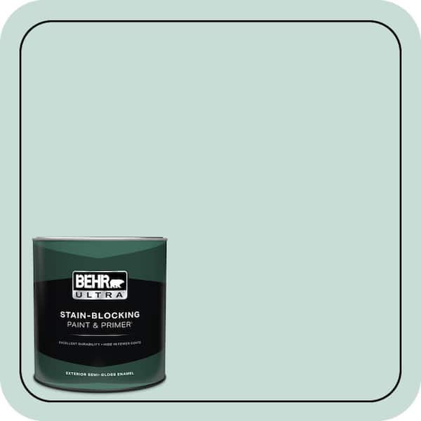 BEHR ULTRA 1 qt. #MQ3-20 Whipped Mint Semi-Gloss Enamel Exterior Paint & Primer (2)