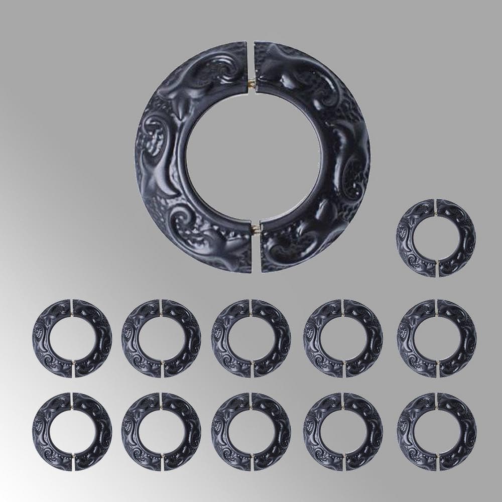 RENOVATORS SUPPLY MANUFACTURING Black Radiator Flanges Aluminum Escutcheon Ring Plate 1.6 in. ID 3.25 in. OD IPS Rust Resistant Powder Coated (12-Pack) (2)