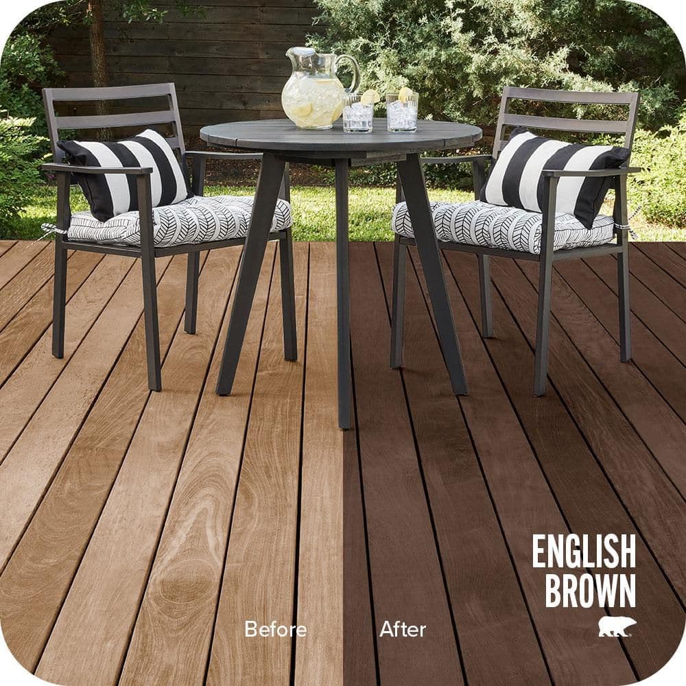 BEHR PREMIUM 1 gal. #ST-201 English Brown Semi-Transparent Waterproofing Exterior Wood Stain and Sealer (2)