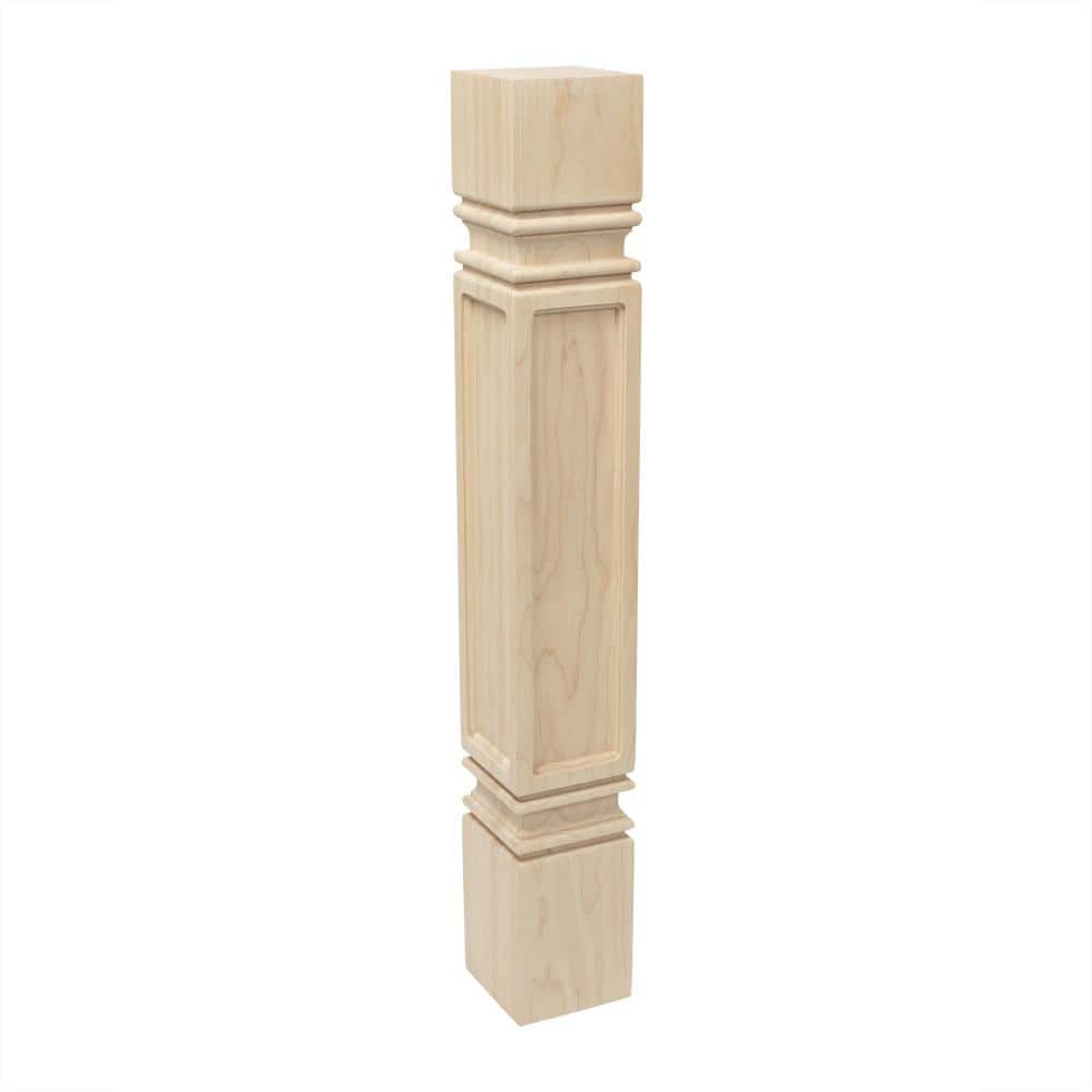 American Pro Decor 5 in. x 35-1/4 in. Unfinished North American Solid Hard Maple Mission Kitchen Island Leg