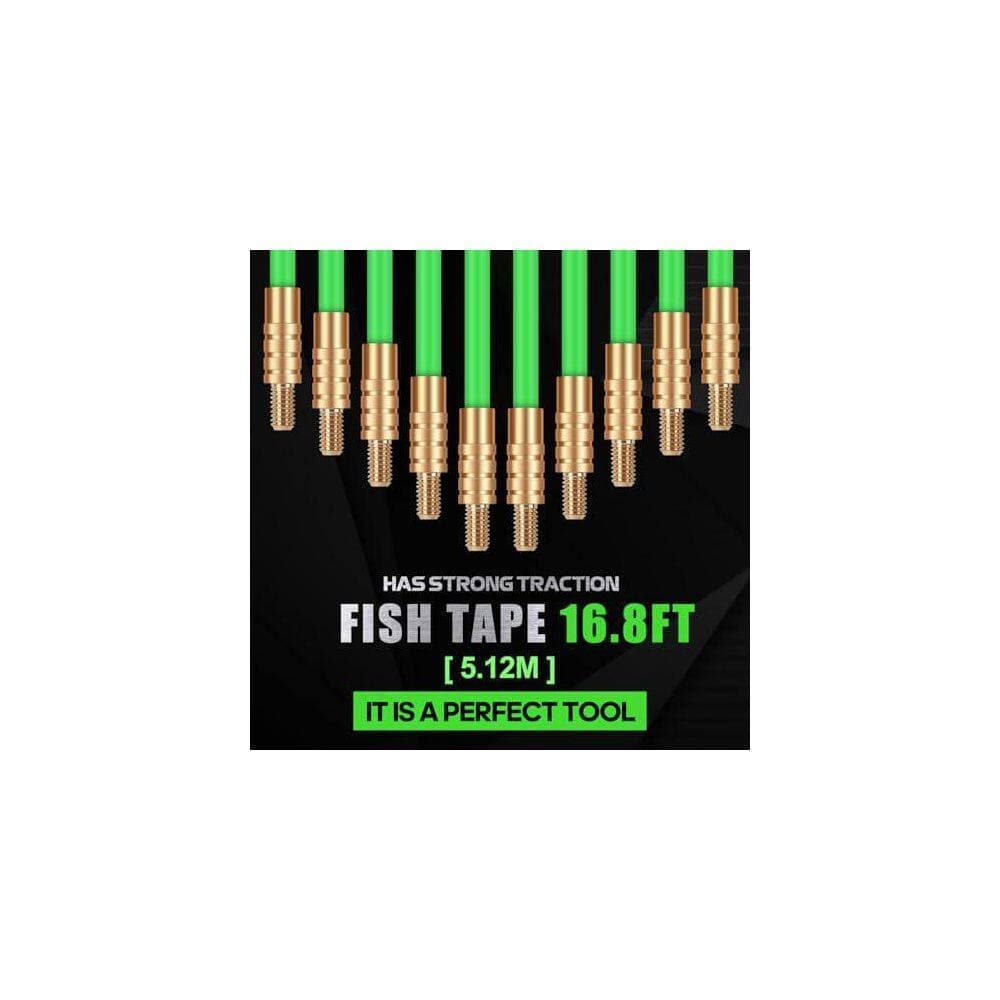 Yichuhaoxi Fiberglass Electrical Wire Cable Glow 16.8 ft. Rods Fish Tape Kit with 6 Attachments for Pulling and Installing Wires (2)
