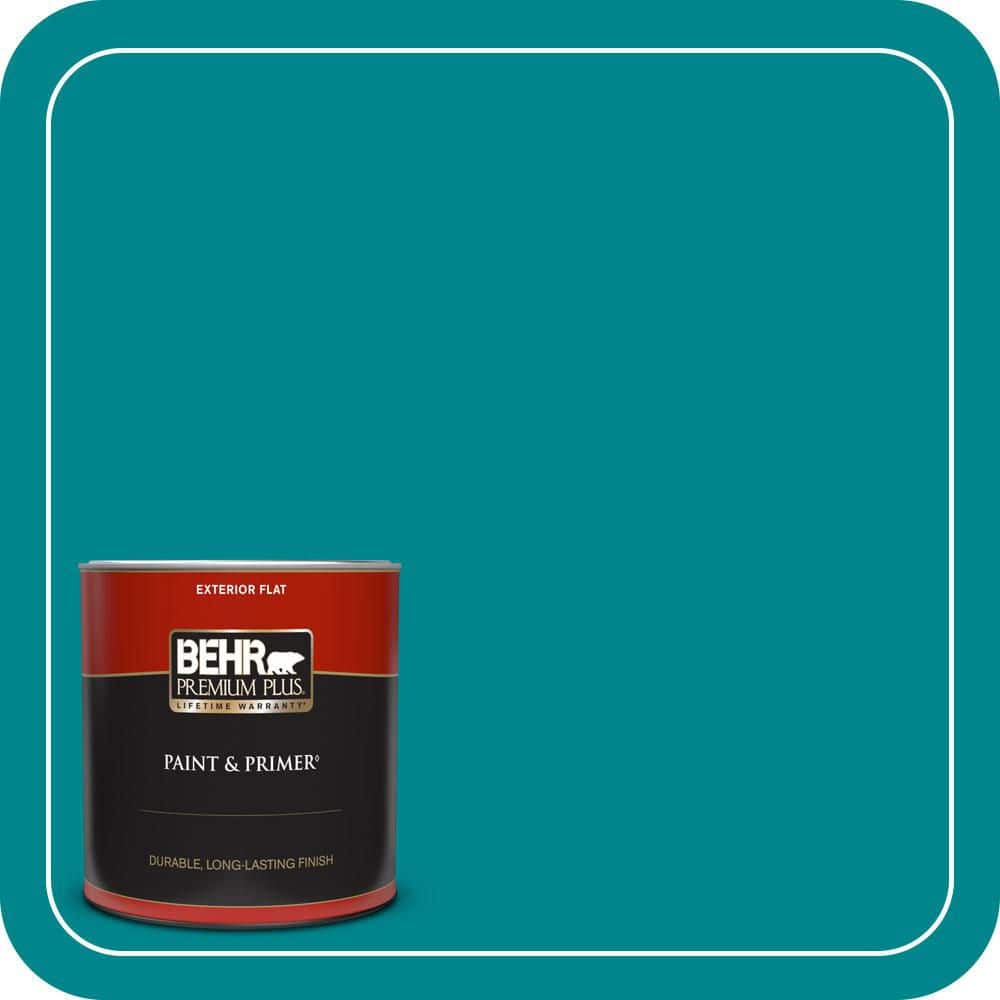 BEHR PREMIUM PLUS 1 qt. #500B-7 Tucson Teal Flat Exterior Paint & Primer
