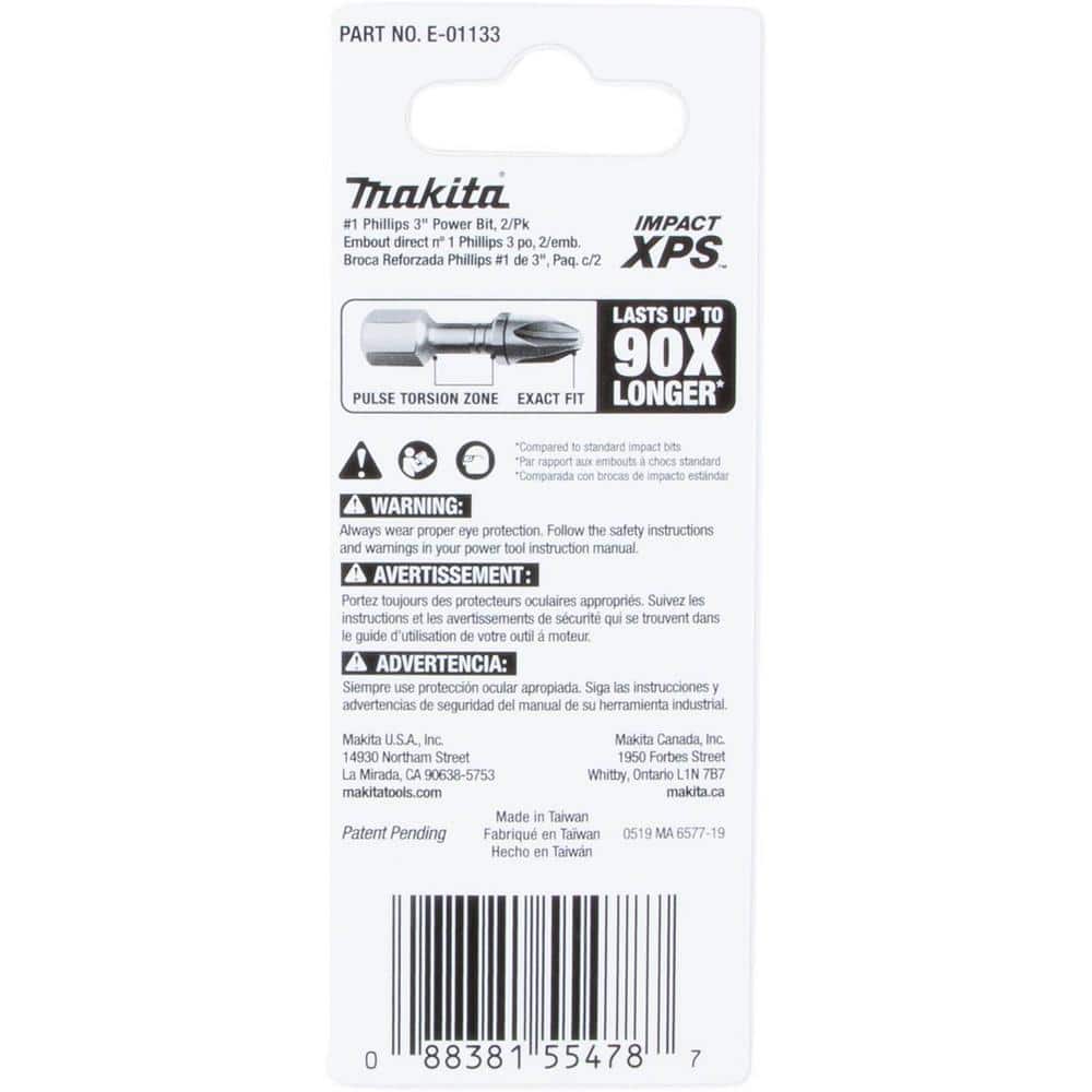 Makita IMPACT XPS #1 Phillips 3 in. Power Bit (2-Pack) (4)