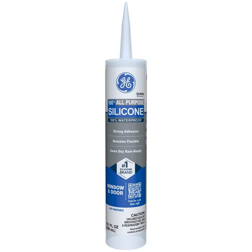 GE All Purpose Silicone 1 Caulk 10.1 oz Window and Door Sealant Clear