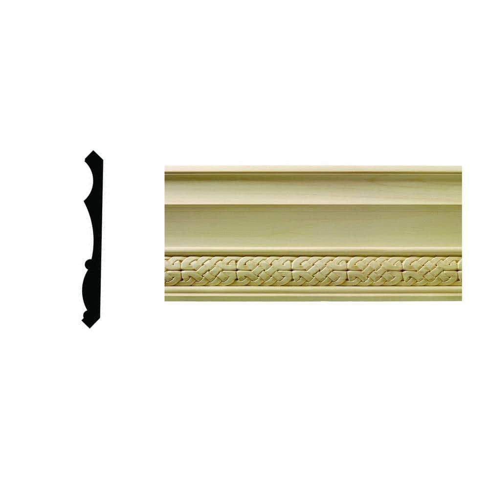 Ornamental Mouldings 1/2 in. x 5-1/4 in. x 96 in. Hardwood White Unfinished Celtic Crown Moulding (1)