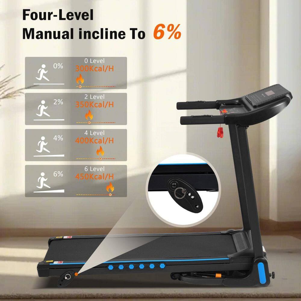 Tidoin 3 HP Black Metal Foldable Electric Treadmill with Inclines, Type C and USB Charge Station (3)