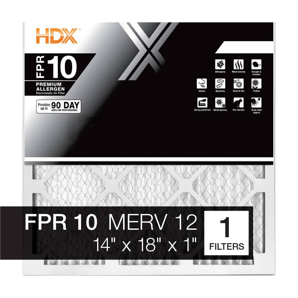 HDX 14 in. x 18 in. x 1 in. Premium Pleated Air Filter FPR 10, MERV 12