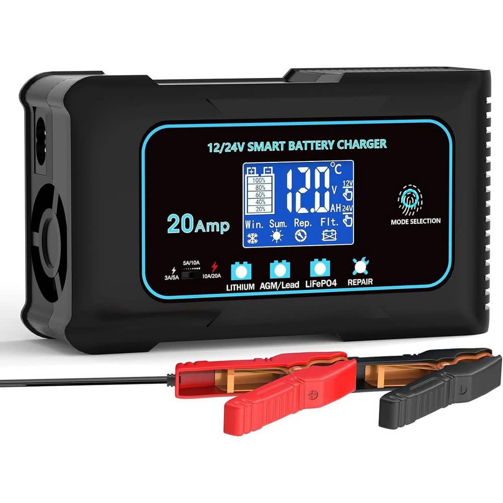Unbranded 20A 12V/24V Automatic Smart Charger Maintainer Trickle Desulfator with Overcharge Protection 1 Pack (1)