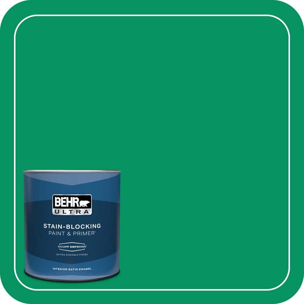 BEHR ULTRA 1 qt. #470B-6 Emerald Lake Extra Durable Satin Enamel Interior Paint & Primer