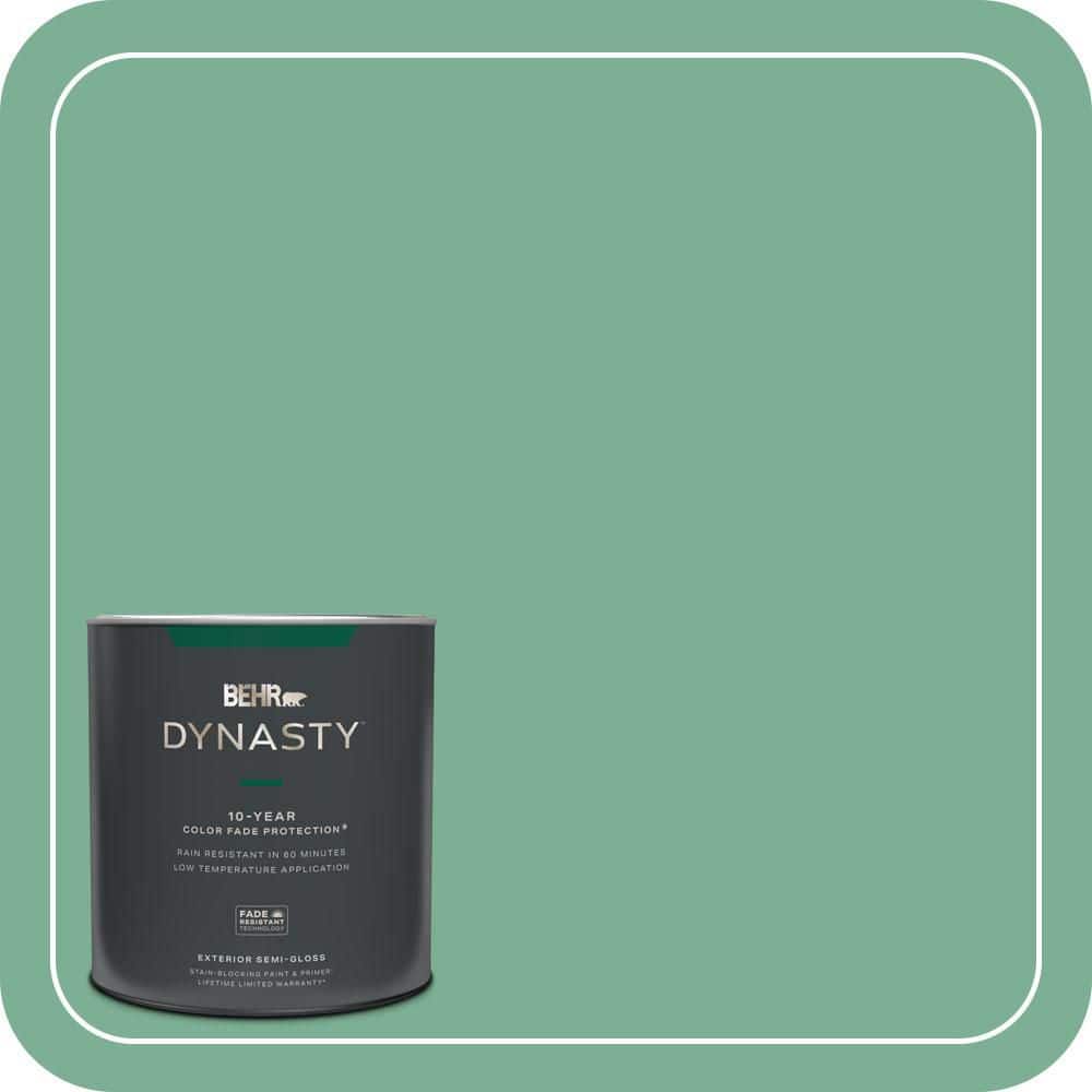 BEHR DYNASTY 1 qt. #MQ6-12 Nature Green Semi-Gloss Enamel Exterior Stain-Blocking Paint & Primer