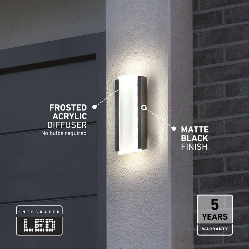 Artika Blade Black Modern 3 CCT Integrated LED Exterior Hardwired Garage and Porch-Light Lantern Sconce (4)