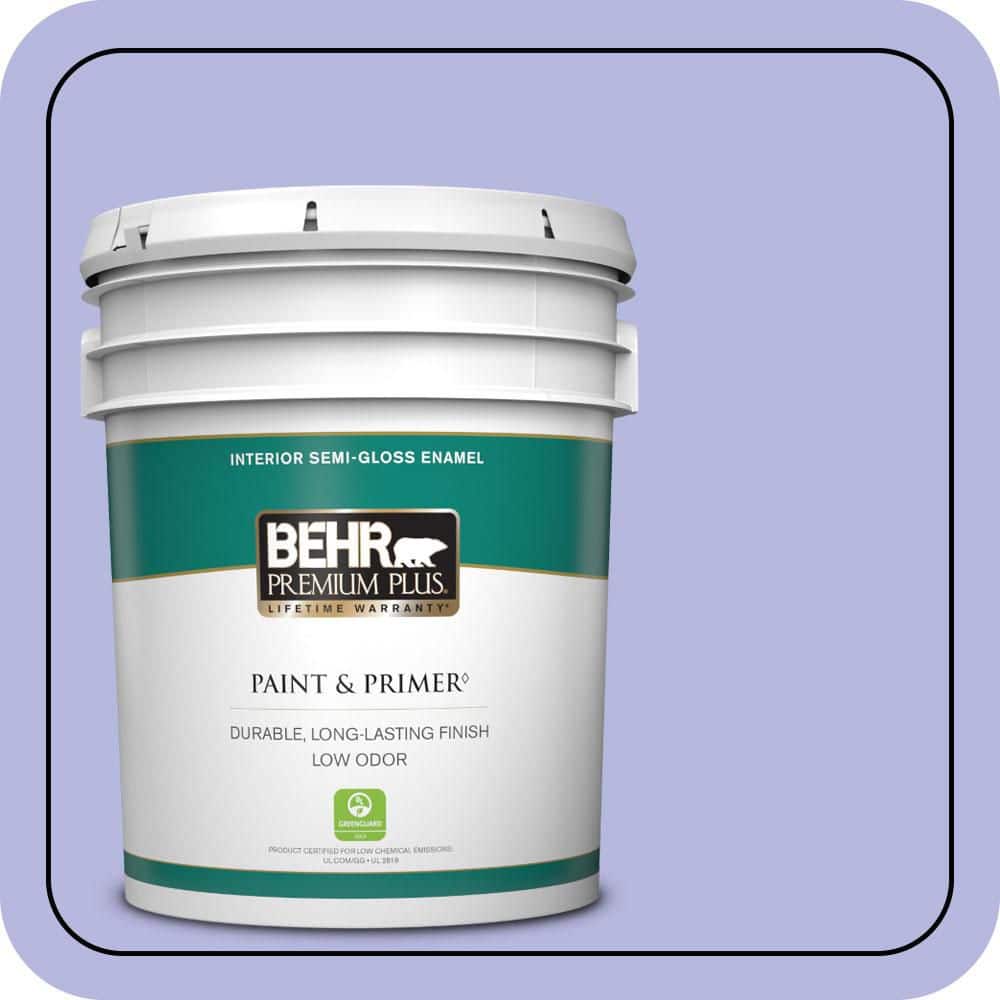 BEHR PREMIUM PLUS 5 gal. #P550-3 Lavender Cloud Semi-Gloss Enamel Low Odor Interior Paint & Primer