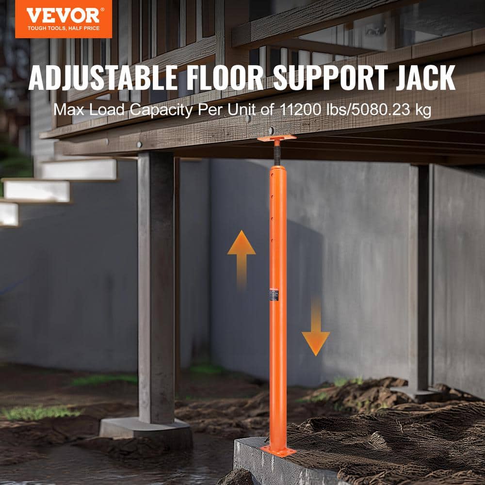 VEVOR House Floor Jack, 54 -150 in. Height Range, 11,200 lbs. Max Load Capacity, Adjustable Support Beam Jack Post Pole (2)