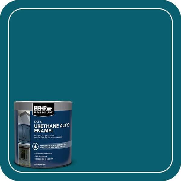 BEHR PREMIUM 1 qt. #T16-04 Galapagos Satin Enamel Urethane Alkyd Interior/Exterior Paint (2)