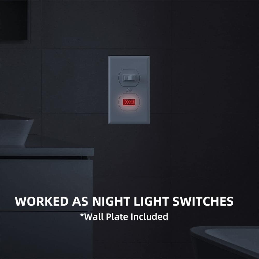 ELEGRP 15 Amp Combination Single Pole Toggle Switch with Pilot Light, Wall Plate Included, White (2-Pack) (3)
