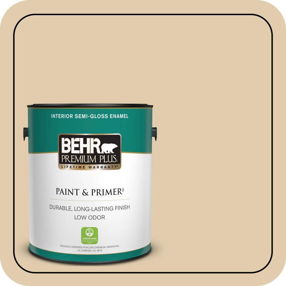 BEHR PREMIUM PLUS 1 gal. #MQ3-44 Ancient Scroll Semi-Gloss Enamel Low Odor Interior Paint & Primer