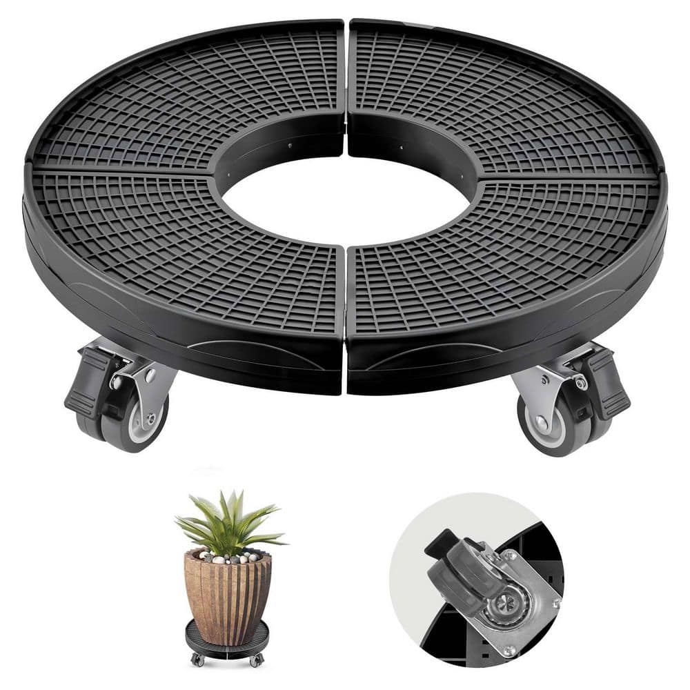 SKYSHALO Trash Can Dolly with 4 Lockable Wheels, 440 lbs. Weight Capacity, Round Trash Can Roller Base, 15-22.8 in. Adjustable