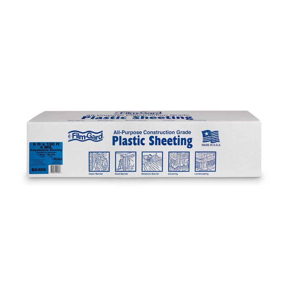 Film-Gard Plastic Sheeting 4 mil X 6 ft. x 100 ft. Polyethylene Black 1 pk