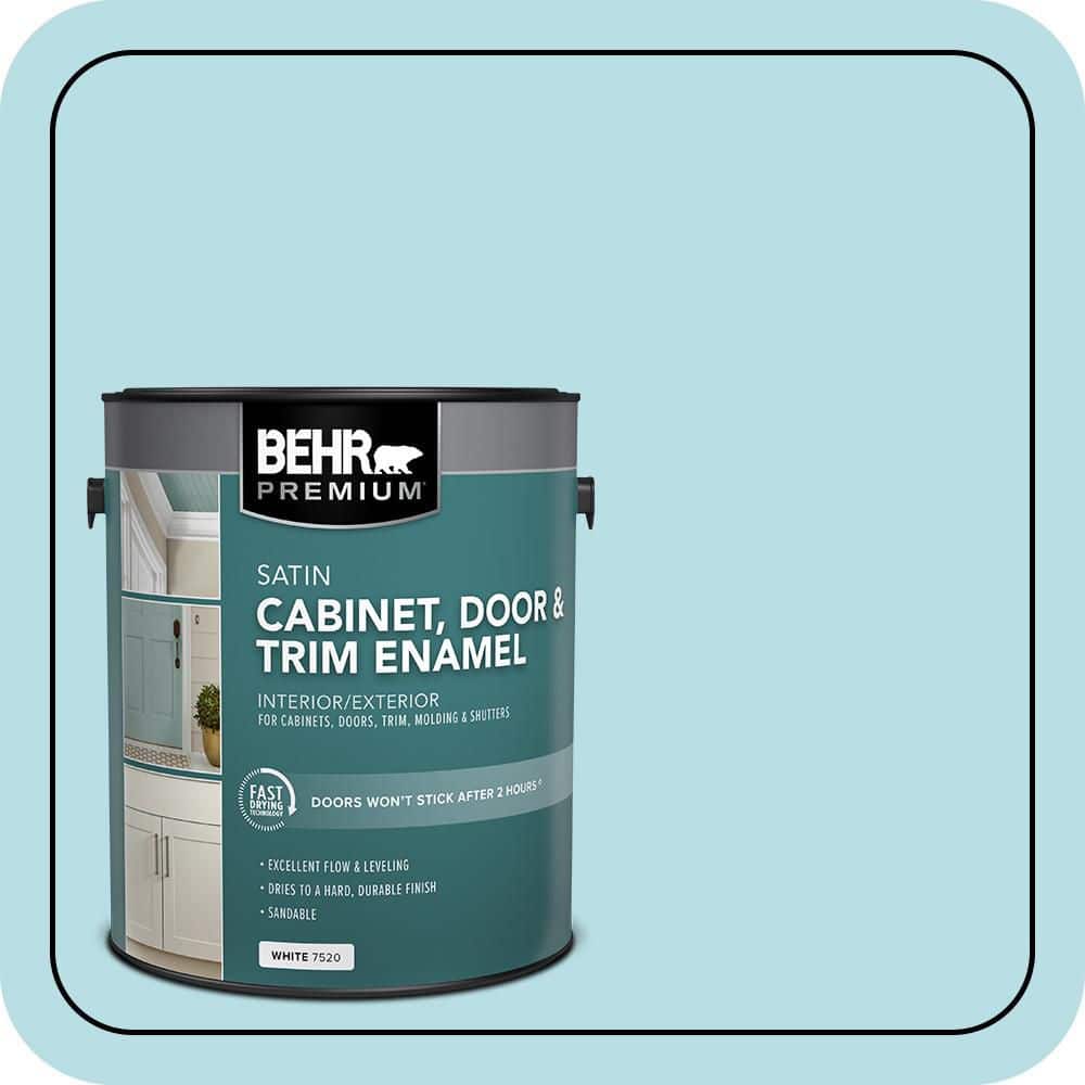 BEHR PREMIUM 1 gal. #M470-2 Basin Blue Satin Enamel Interior/Exterior Cabinet, Door & Trim Paint