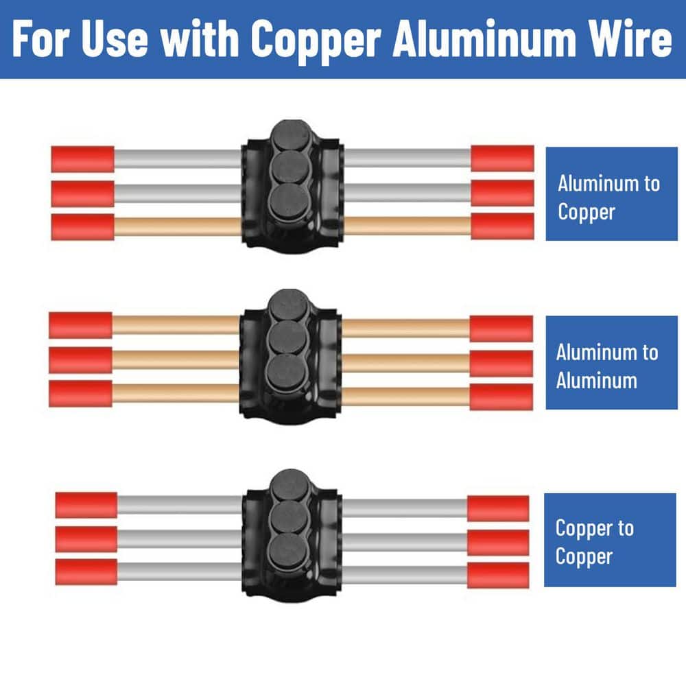HIITIO 3 Port Insulated Multi Tap Connector 2-14 AWG Aluminum to Copper Wire Connectors, Electrical Cable Connectors, 6 Pack (3)
