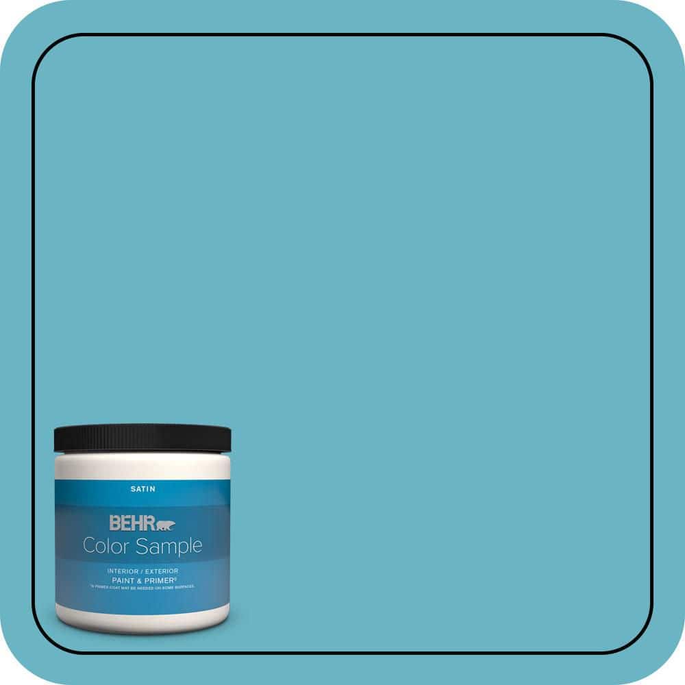 BEHR PREMIUM PLUS 8 oz. #530D-5 Riverside Blue Satin Enamel Interior/Exterior Paint & Primer Color Sample