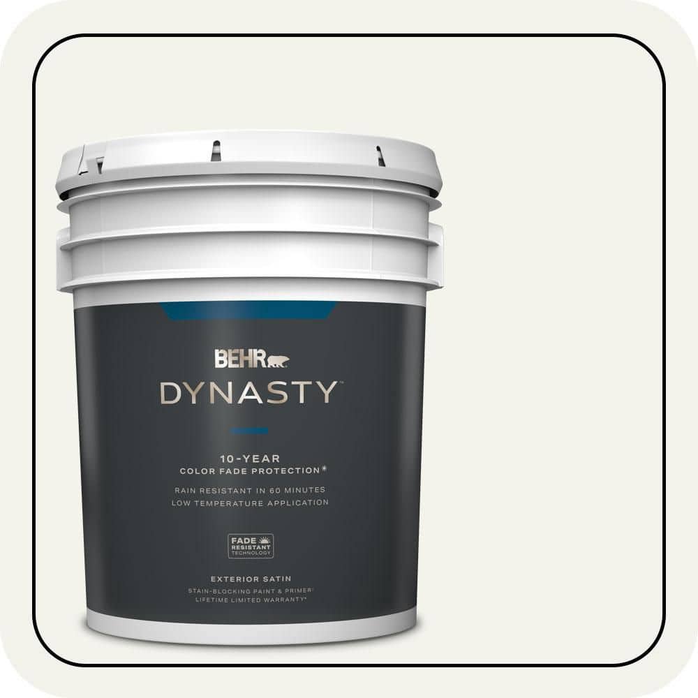 BEHR DYNASTY 5 gal. #W-F-600 Snow Fall Satin Enamel Exterior Stain-Blocking Paint & Primer