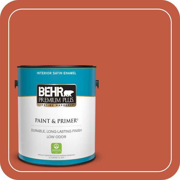 BEHR PREMIUM PLUS 1 gal. #M180-7 Deep Fire Semi-Gloss Enamel Low Odor Interior Paint & Primer (3)