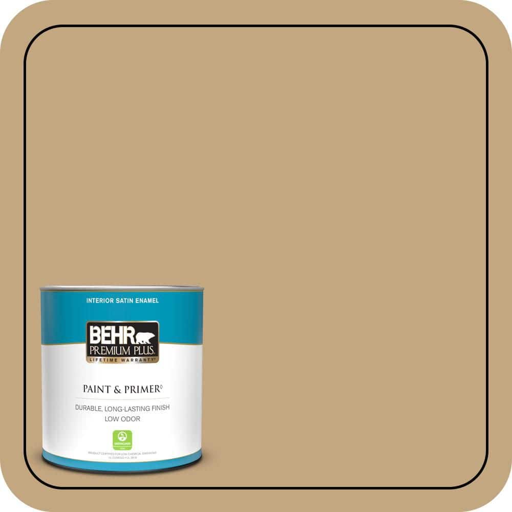BEHR PREMIUM PLUS 1 qt. #N290-5 Pocket Watch Satin Enamel Low Odor Interior Paint & Primer