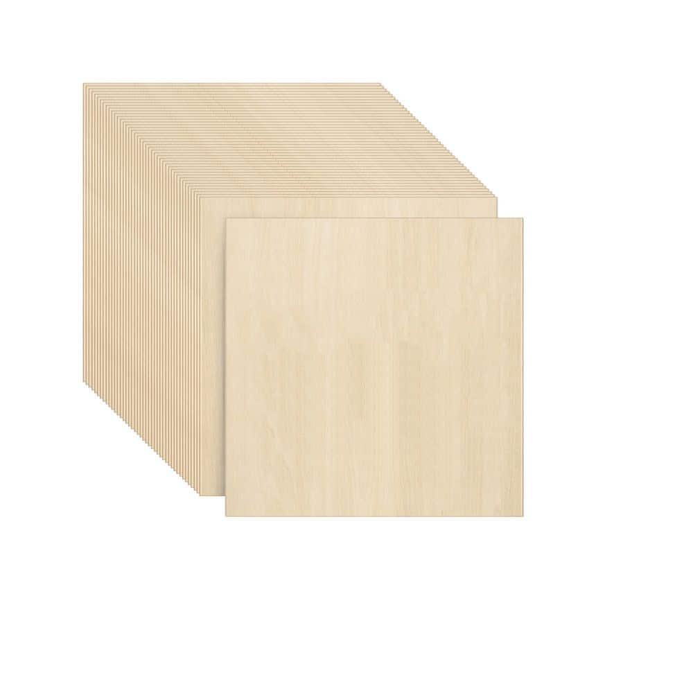 Afoxsos 1/8 in. x 12 in. x 12 in. Basswood Plywood Project Panel, 48-Pack for Laser Cutting, Engraving, Wood Burning, and Crafts (1)