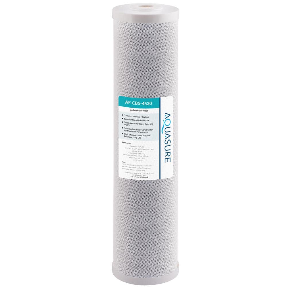 AQUASURE Fortitude 5-Mic Carbon Block Whole House Water Filter Cartridge (1)