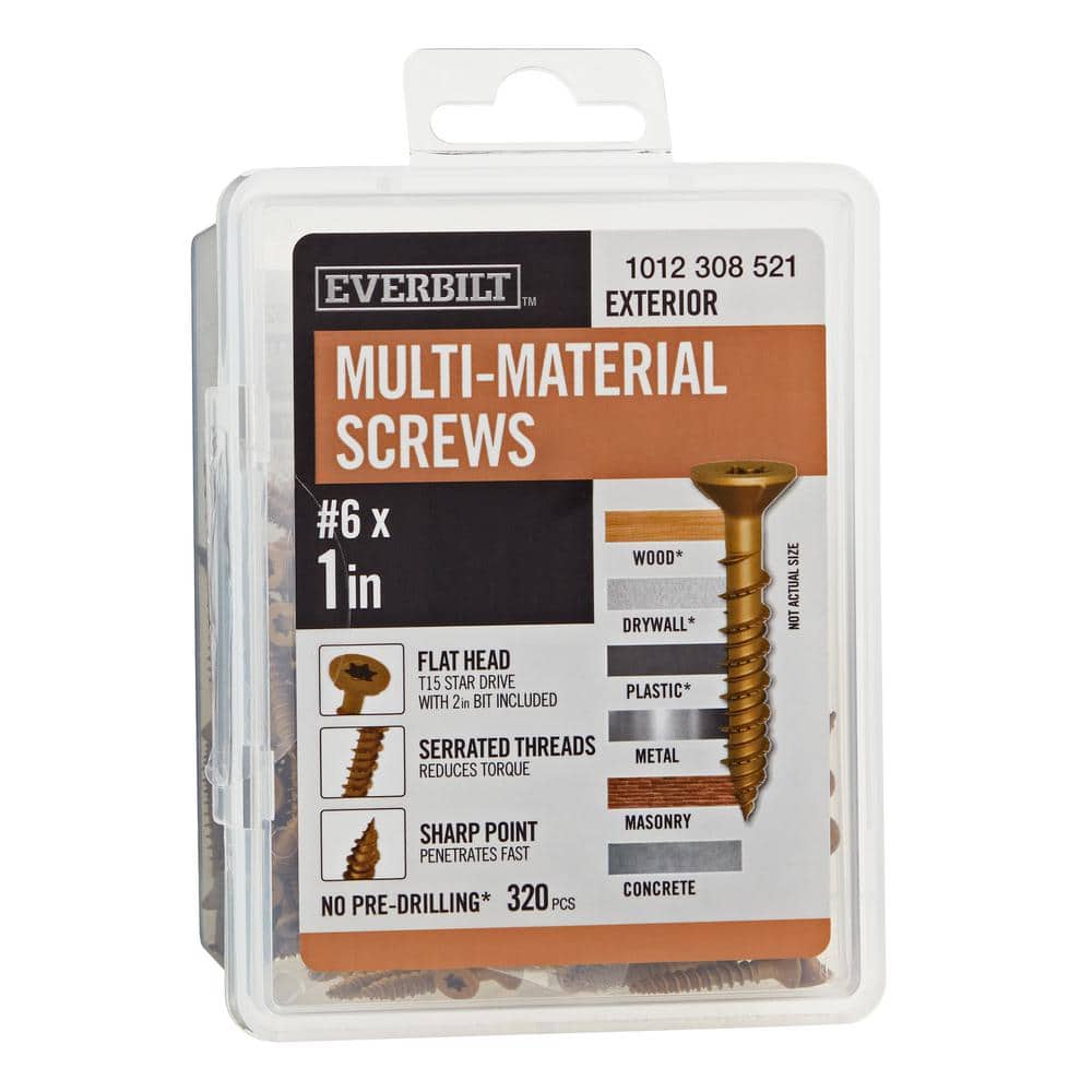 Everbilt 8 . Brown 6-Lobe Torx Drive Exterior Flat Head Multi-Material Screw-Box (1)